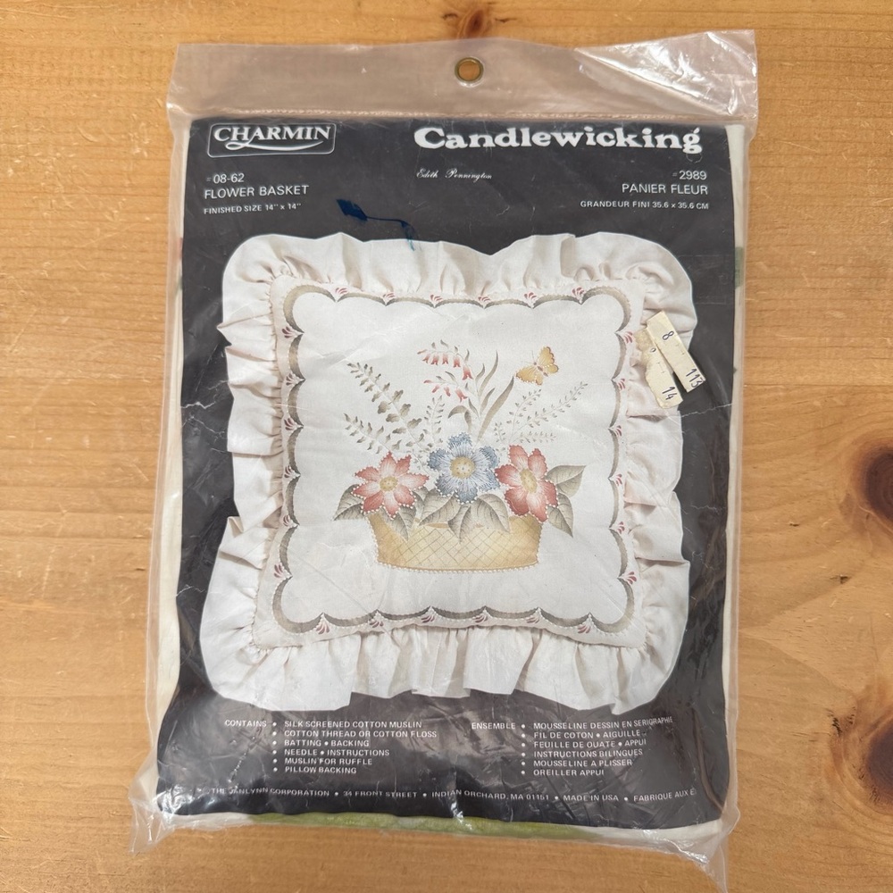 Janlynn Charmin Candlewicking Pillow Kit Flower Basket 14x14
